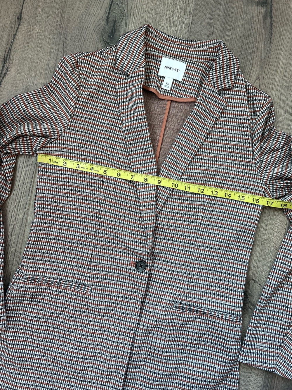 Nine West brown and Black Houndstooth Single-Button Blazer - Picture 4 of 9